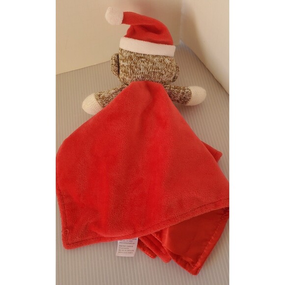 Baby Starters Security Blanket Sock Monkey My First Christmas Plush Lovey Rattle - Picture 6 of 10